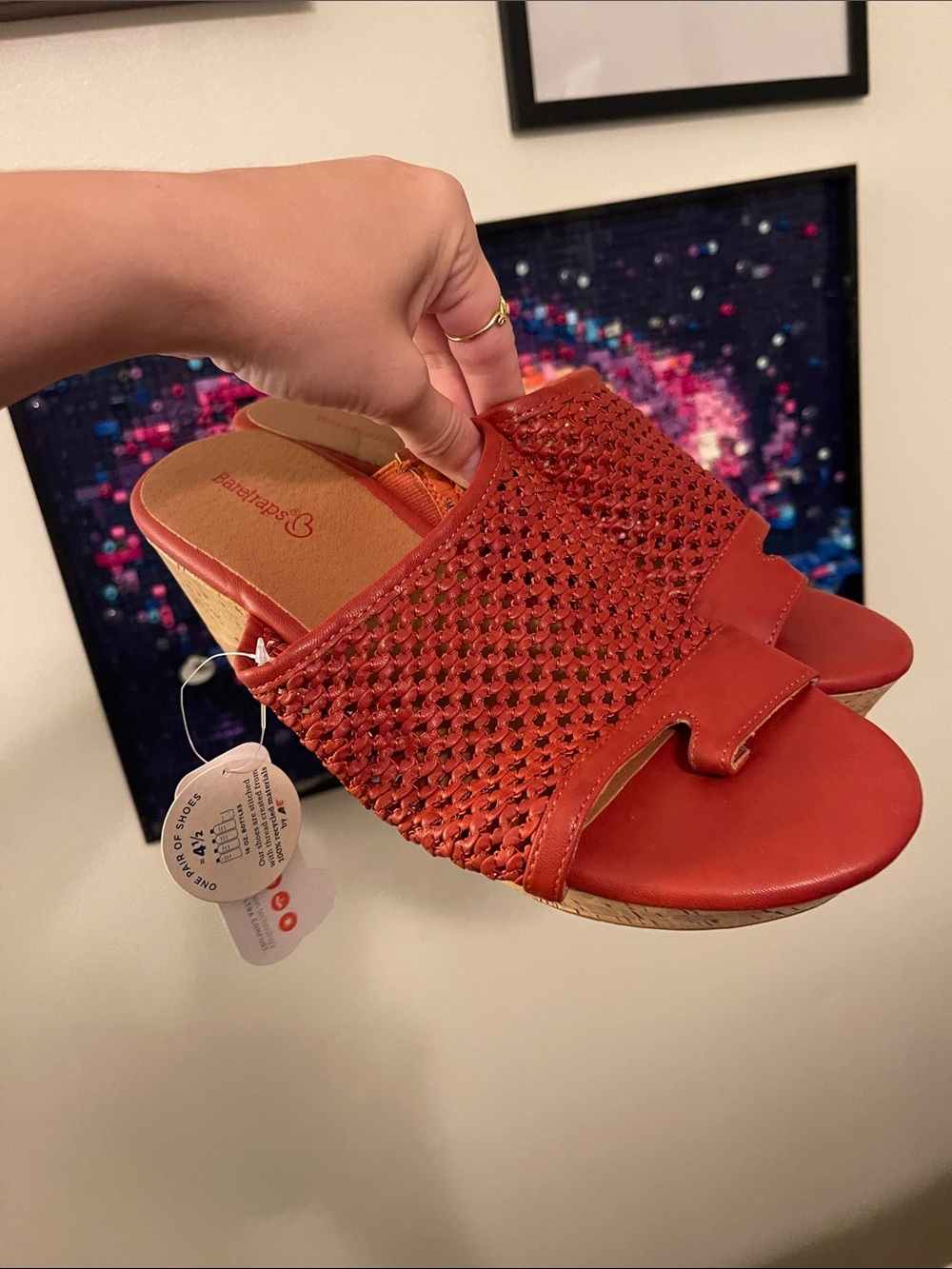 BareTraps Red Woven Open-Toe Slide Mules